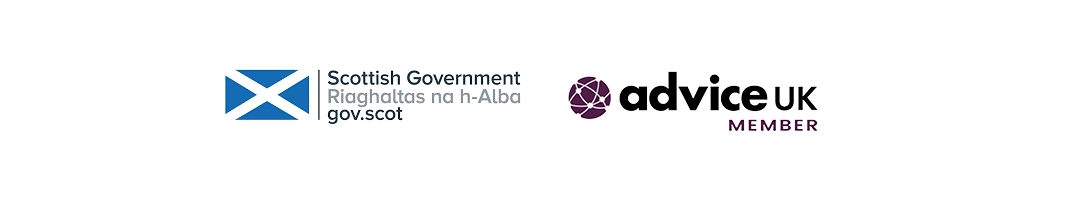 Scottish Government and AdviceUK logos.