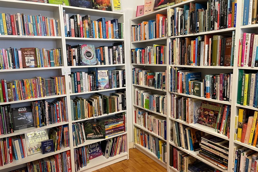 Photo of Edinburgh Community Bookshop book shelves.