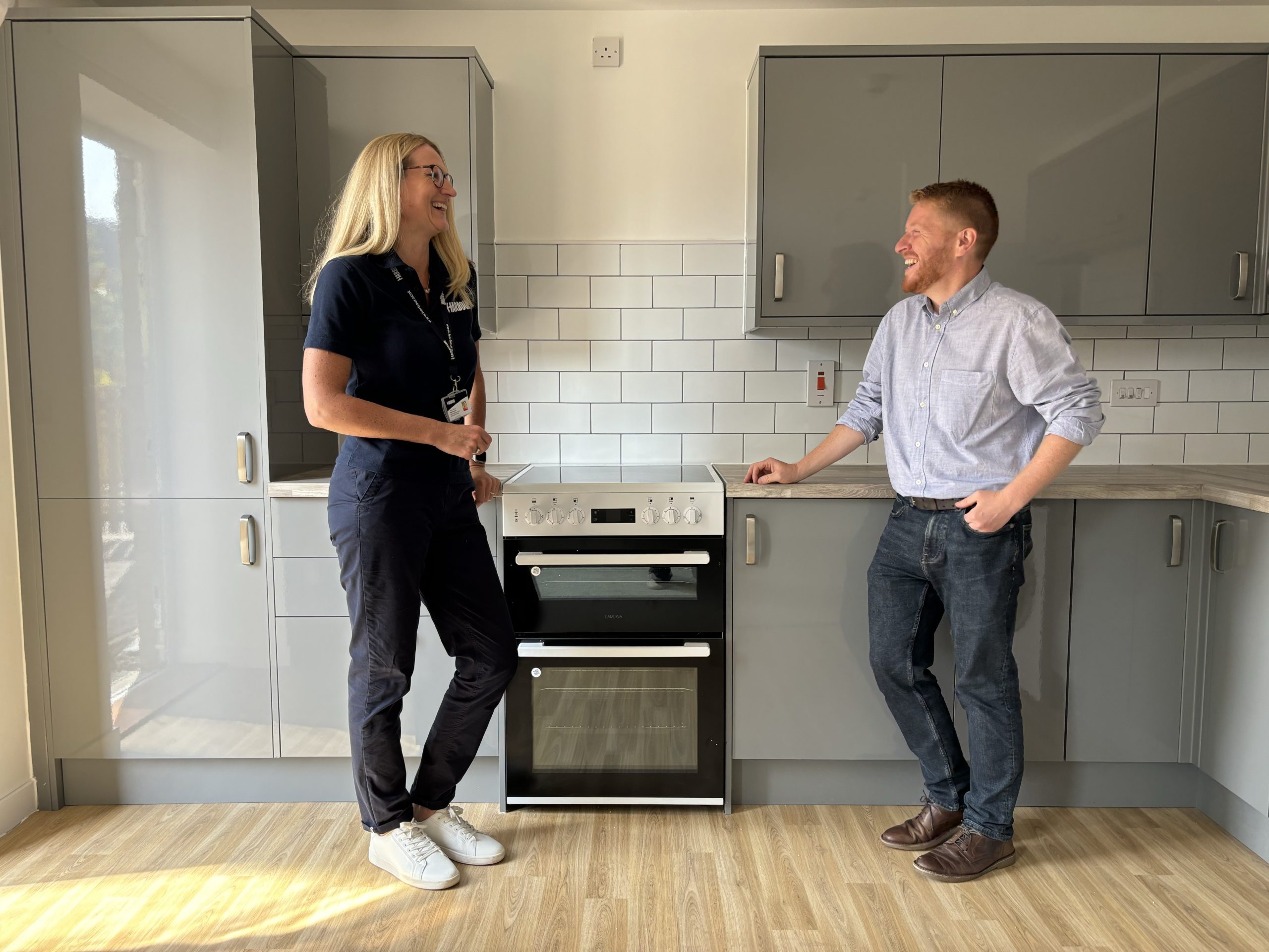 Photo of Heather and Gary in the kitchen.