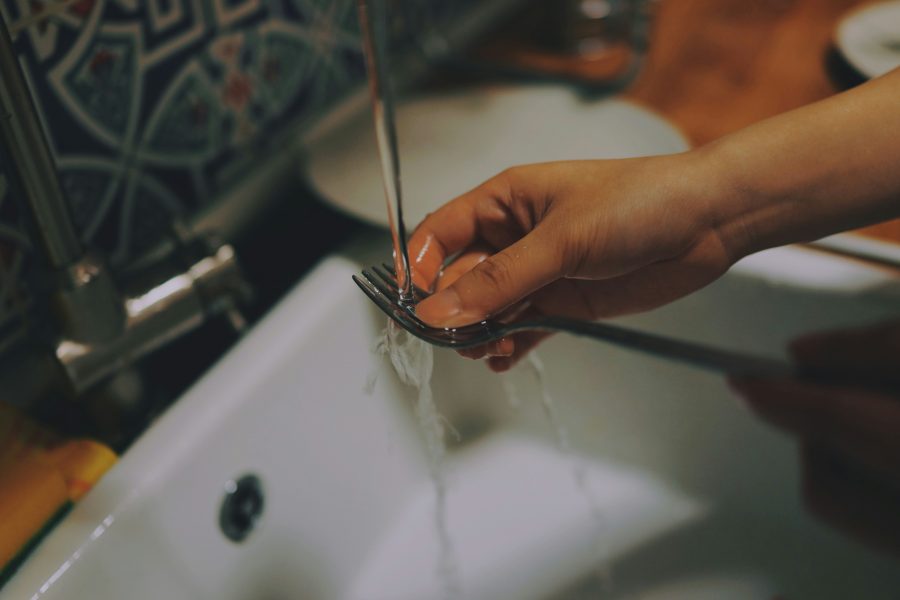 Photo of a kitchen sink.